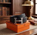 Hermès H Au Carre Belt (Black / Brushed Silver)