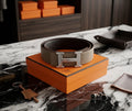 Hermès H Au Carre Reversible Belt (Etoupe / Brushed Silver)