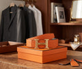 Hermès H Au Carre Reversible Belt (Orange / Brushed Silver)