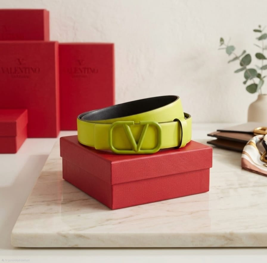 Valentino Garavani VLogo Signature Belt (Lime Green / Tonal Green)