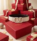 Valentino Garavani VLogo Signature Belt (Apricot / Tonal Apricot)
