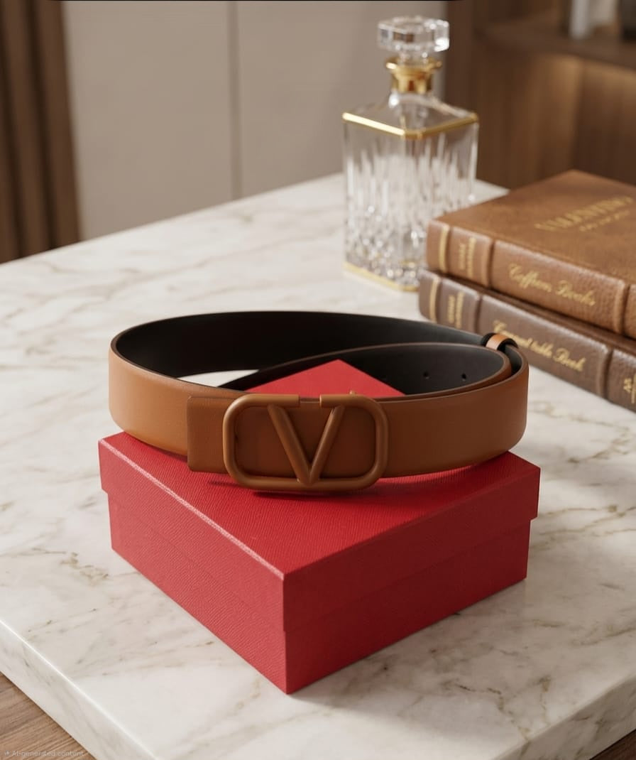 Valentino Garavani VLogo Signature Belt (Taupe)