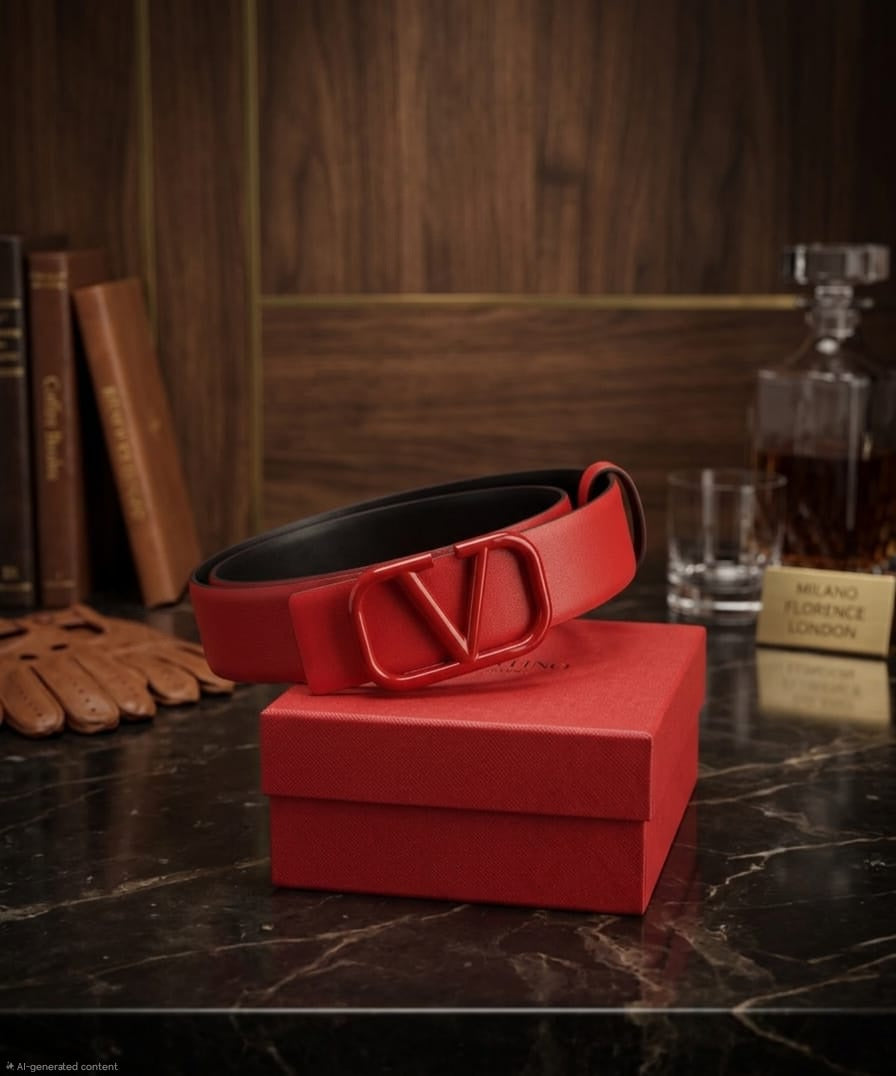 Valentino Garavani VLogo Signature Belt (Red)