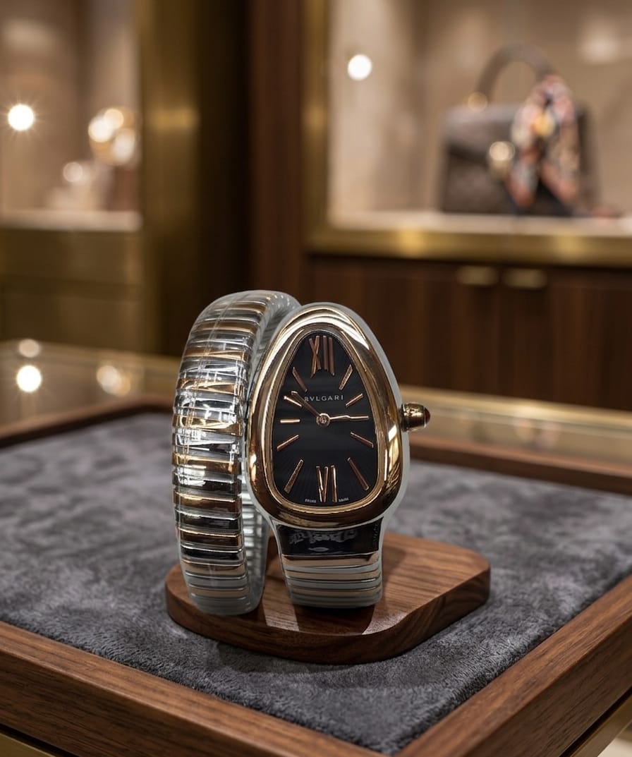 Bulgari Serpenti Tubogas (Two-Tone Gold & Steel / Black Dial)