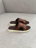Berluti Lorenzo Scritto Leather Sandal (Cacao Intenso / Tobacco Brown)