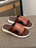 Berluti Lorenzo Scritto Leather Sandal (Cacao Intenso / Tobacco Brown)