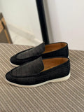 Loro Piana Summer Walk Loafers (Crocodile-Effect Black)