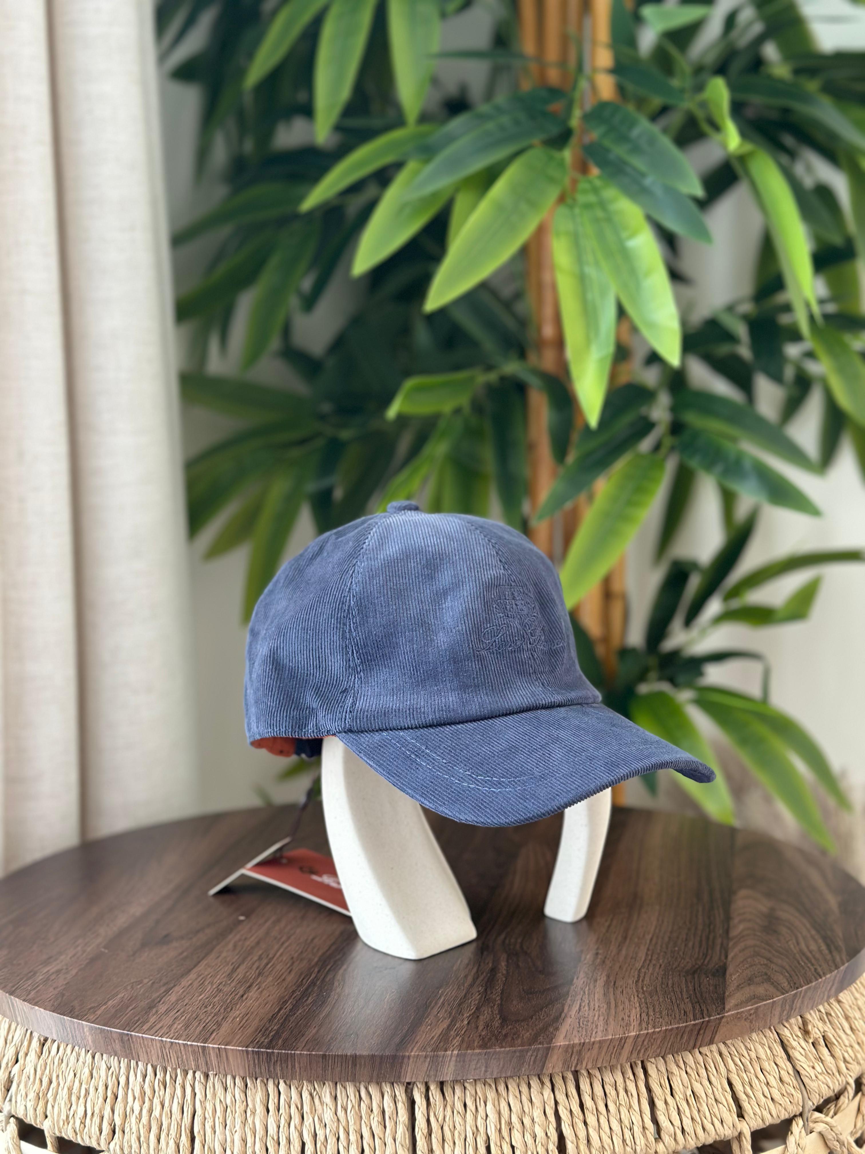 Loro Piana Reversible Corduroy Baseball Cap (Light Slate Blue / Avio)