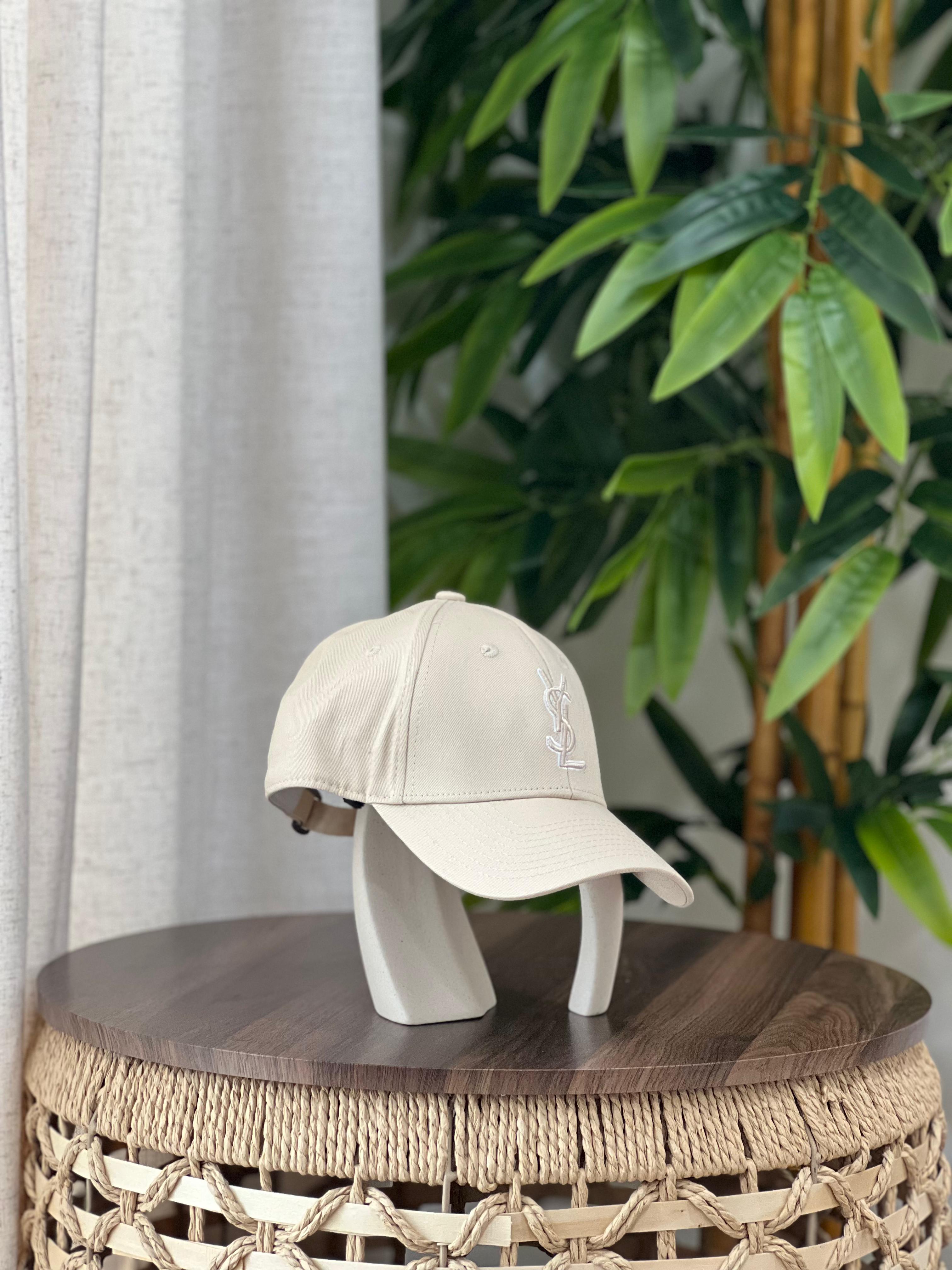 Saint Laurent Cassandre Cotton Canvas Baseball Cap (Off-White / Beige)