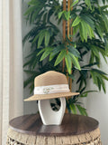 Chanel Straw Fedora Hat with Silk Scarf Band (Beige / Off-White Floral)