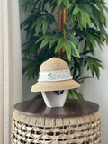 Chanel Straw Cloche Hat with Pearl & Polka Dot Band (Beige / White & Black)