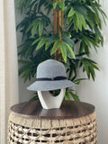 Hermès Straw Cloche Hat with H Buckle Band (Navy Blue / White / Black)