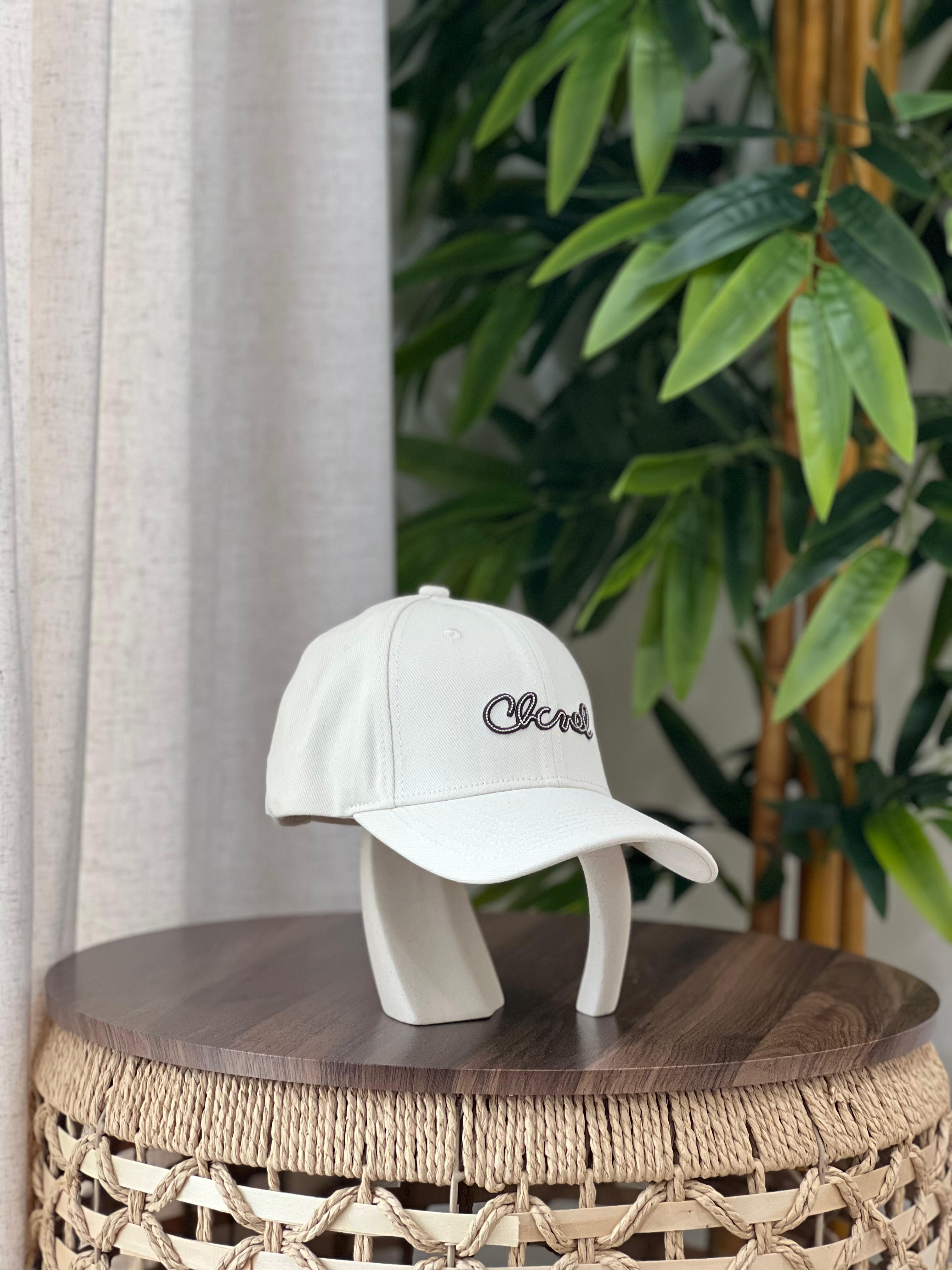 Chanel Cursive Logo Cotton Canvas Baseball Cap (White / Black)
