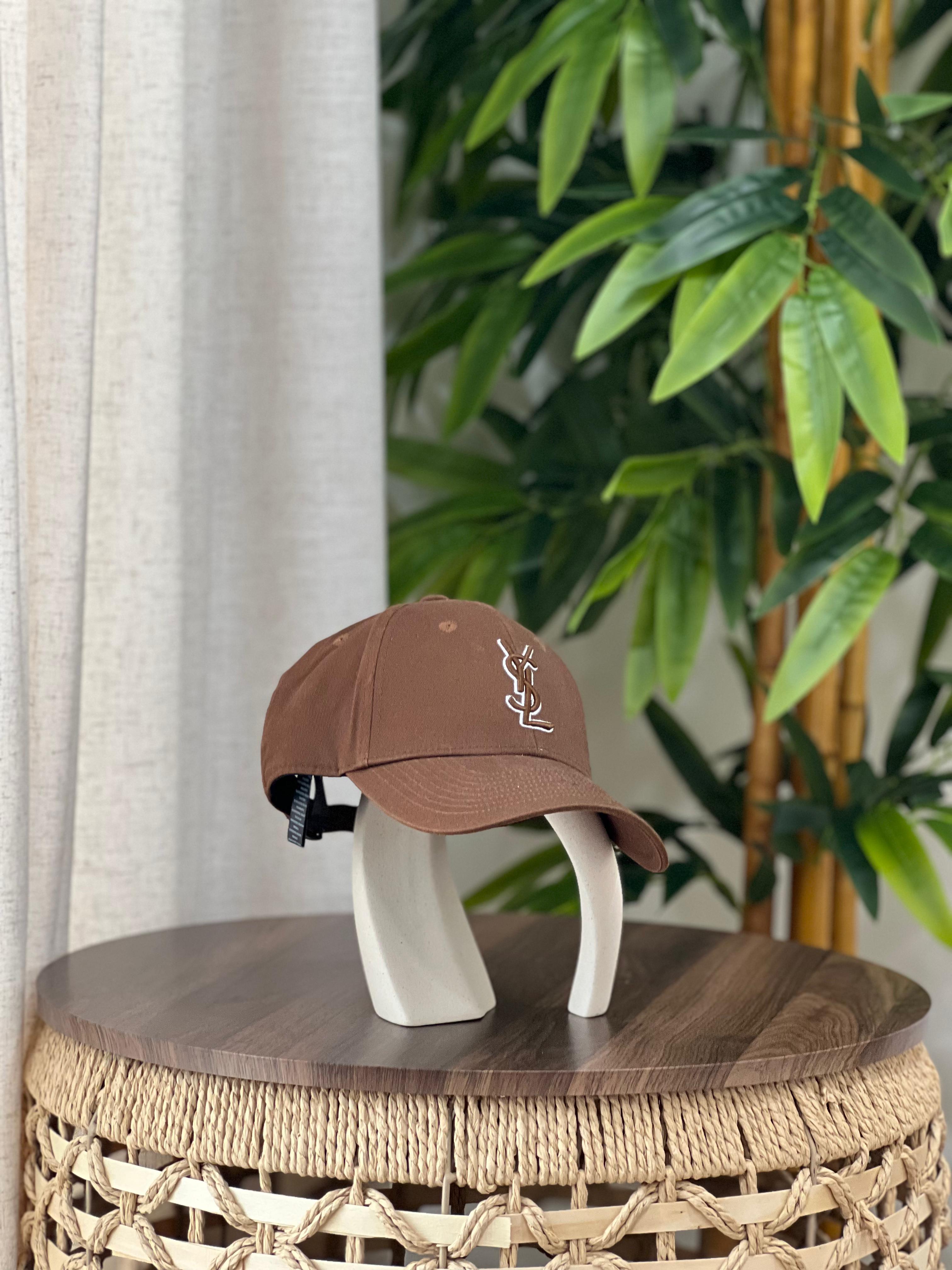 Saint Laurent Cassandre Cotton Canvas Baseball Cap (Brown / Chocolate)
