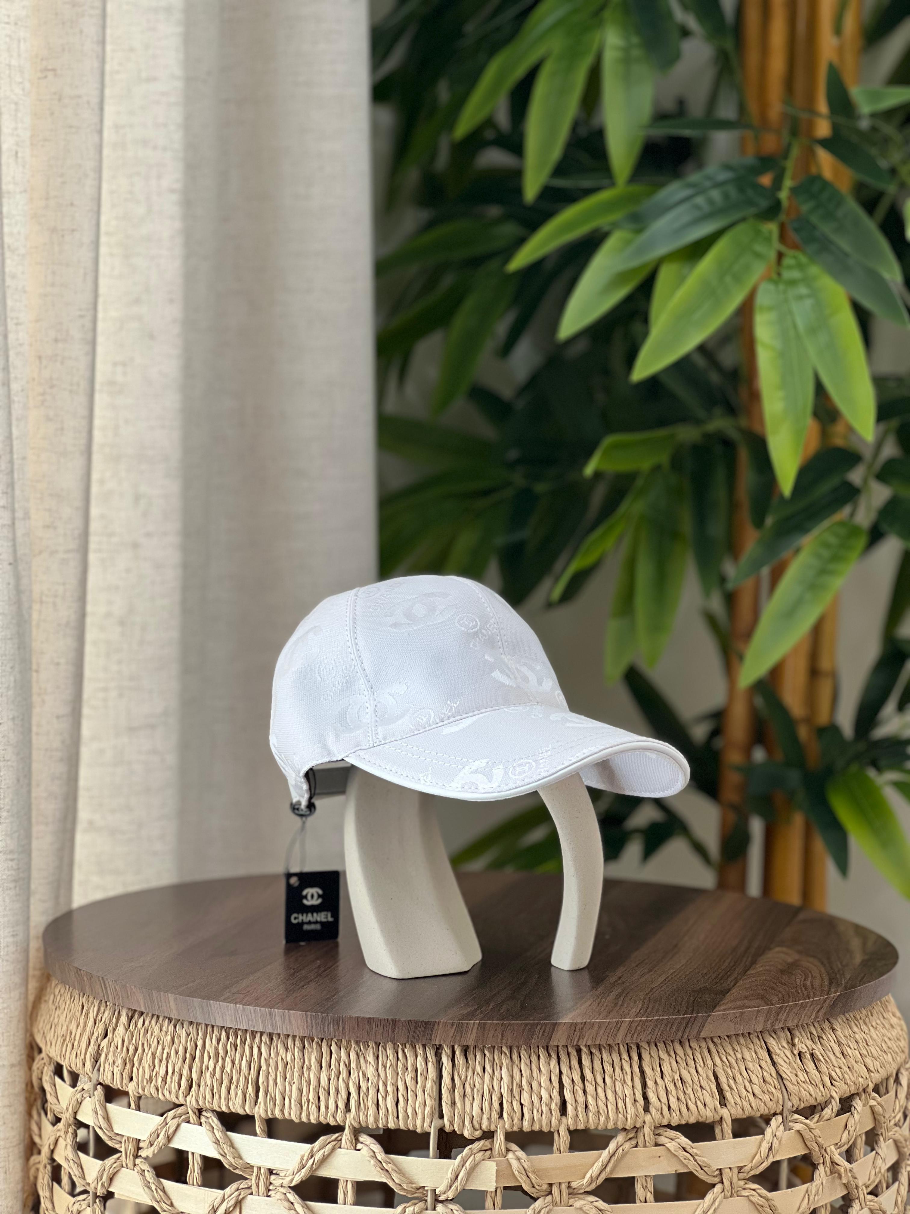 Chanel CC Monogram Jacquard Baseball Cap (White)