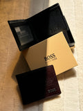 BOSS Hugo Boss Textured Leather Bi-Fold Wallet (Dark Burgundy / Wine Red)