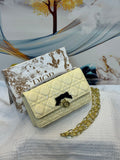 Christian Dior Rendez-Vous Chain Wallet (Pale Yellow Cannage Lambskin)