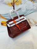Hermès Birkin 25 (Braise / Burgundy Shiny Porosus Crocodile / Alligator)