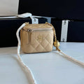 Chanel Small Vanity Case with Golden Ball Chain (Beige / Beige Clair)