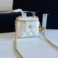 Chanel Small Vanity Case with Sweetheart/Golden Ball Chain (White)