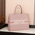 Dior Book Tote (Pink Oblique Embroidery)