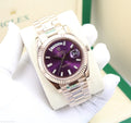 Rolex Day-Date 40 (Aubergine Dial with Baguette Diamonds)