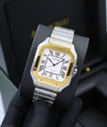 Cartier Santos de Cartier (Two-Tone Yellow Gold and Steel with White Dial)