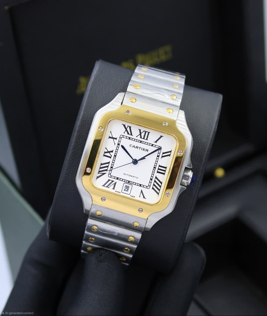 Cartier Santos de Cartier (Two-Tone Yellow Gold and Steel with White Dial)