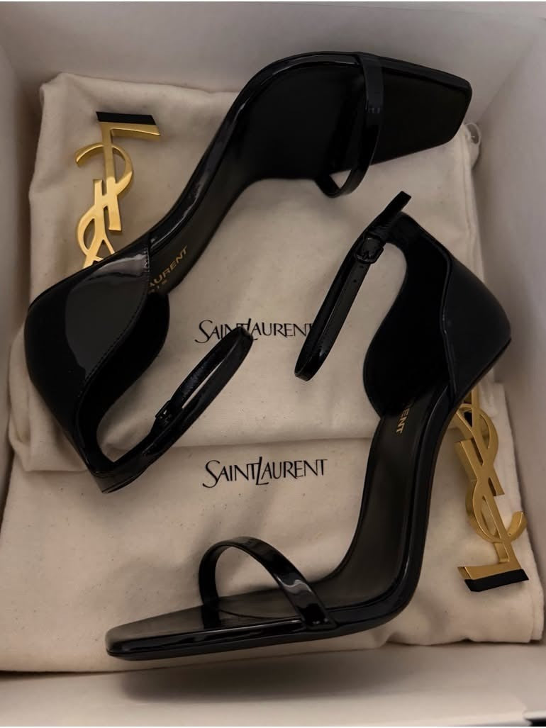 Saint Laurent Opyum Sandals (Black Satin)